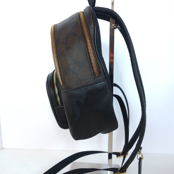 COACH mini Court signature canvas backpack brown and black C8604 EUC - Picture 5 of 13